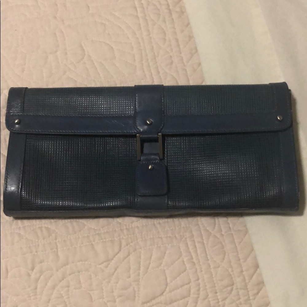 Kenneth Cole Leather Clutch Purse | Blue | Vintage-Inspired